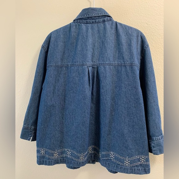 Original TY Wear Jean Shacket Jacket Shirt-Size 20W-Embroidered Floral Design - Picture 6 of 14
